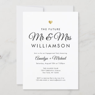 Toekomstige Mr en Mrs Chic Gold Engagement Party Kaart