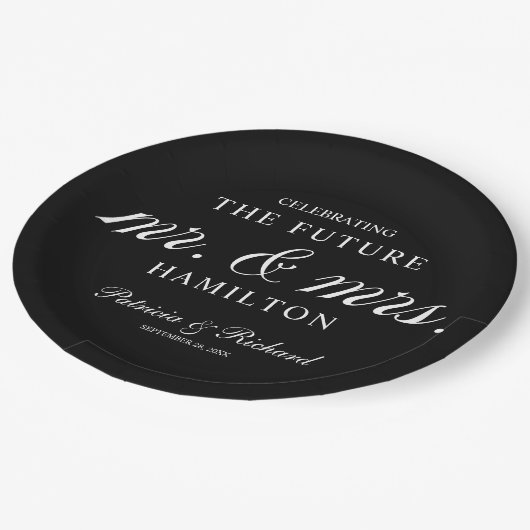 Toekomstige Mr en Mrs Engagement Party Black Papieren Bordje (Gekanteld)