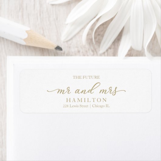 Toekomstige Mr en Mrs Wedding Return-adreslabel Etiket (Insitu)