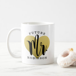 Toekomstige Mr Gold Hart Trouw Monogram Koffiemok