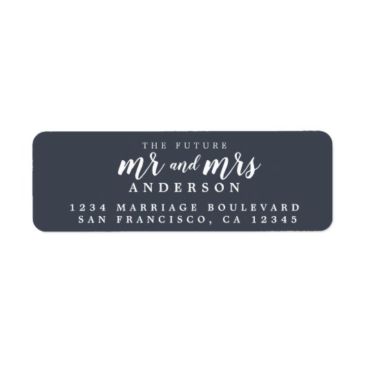Toekomstige Mr Mevrouw Donkerblauw Trouw Retouradr Etiket (Voorkant)