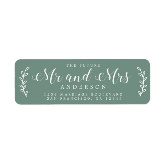Toekomstige Mr. Mevrouw Script Stof Groen Retourad Etiket (Voorkant)