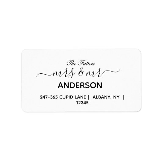 Toekomstige Mr & Mrs Bruiloft retour adreslabels Etiket (Voorkant)
