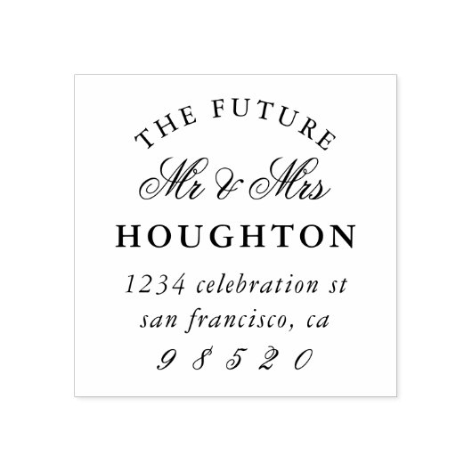 Toekomstige Mr & Mrs Bruiloft retouradres Rubberstempel (Afrduk)