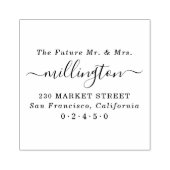 Toekomstige Mr & Mrs Elegant Script Name Return-ad Rubberstempel (Afrduk)