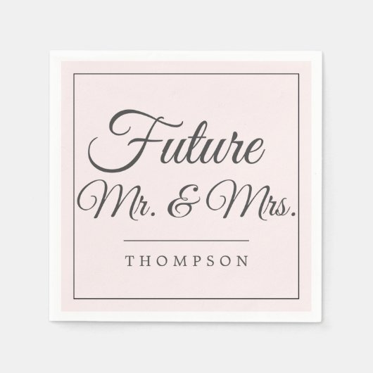 Toekomstige Mr & Mrs Engagement Party Blush Pink P Servet (Voorkant)