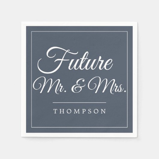 Toekomstige Mr & Mrs Engagement Party Smoky Navy P Servet (Voorkant)