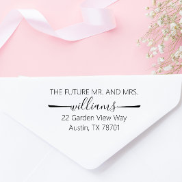 Toekomstige Mr. Mrs. Minimal Script Custom Return  Zelfinktende Stempel
