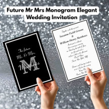 Toekomstige Mr Mrs Monogram Elegante Trouw Uitnodi