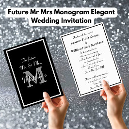 Toekomstige Mr Mrs Monogram Elegante Trouw Uitnodi Kaart