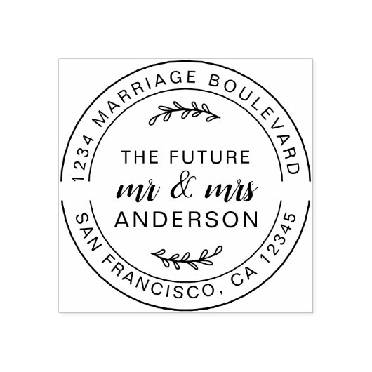 Toekomstige Mr Mrs Ronde Retouradres Rubberstempel (Afrduk)
