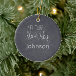 Toekomstige Mr & Mrs Surname Chalkboard met datum Keramisch Ornament