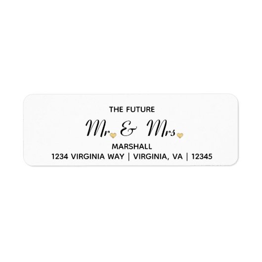 Toekomstige Mr & Mrs trouwadres retour label (Voorkant)