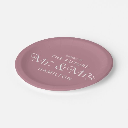 Toekomstige Mr & Mrs Verlovingsfeest Stof Roze Papieren Bordje (Gekanteld)