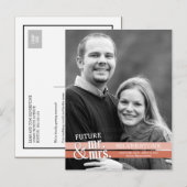 Toekomstige Mr & Mrs Wedding Save The Date - Peach Aankondigingskaart (Voorkant / Achterkant)