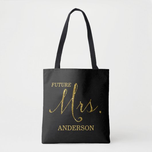Toekomstige Mrs. Black en Faux-Glitter Gold Tote Bag (Voorkant)