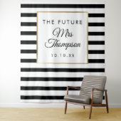 Toekomstige Mrs Black Stripe Bruidsfeest Foto Prop Wandkleed (In situ)