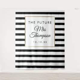 Toekomstige Mrs Black Stripe Bruidsfeest Foto Prop Wandkleed