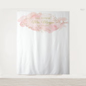 Toekomstige Mrs Blush Bruidsfeest Backdrop Foto Re Wandkleed (Voorkant)