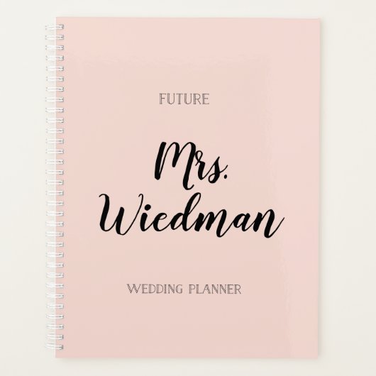 Toekomstige Mrs Blush en Black Script Wedding Plan Planner (Voorkant)