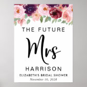 Toekomstige Mrs Bourgondië Bloemige Bruiloft Poster (Voorkant)