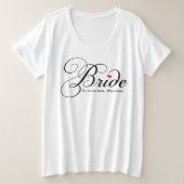 Toekomstige Mrs Bride Black Custom Script Wedding Grote Maat T-shirt (Design voorkant)