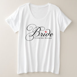 Toekomstige Mrs Bride Black Custom Script Wedding Grote Maat T-shirt