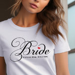 Toekomstige Mrs Bride Black Custom Script Wedding T-shirt<br><div class="desc">Kute en klastige bruidsschat shirt kan worden aangepast met uw naam "Future Mrs.".</div>