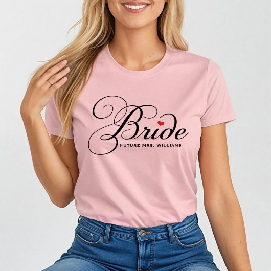 Toekomstige Mrs. Bride Custom Script Pink Wedding T-shirt