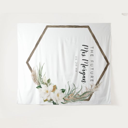 Toekomstige Mrs Bruidsfeest Backdrop Boho Kroon Wandkleed (Voorkant (horizontaal))