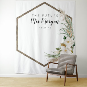 Toekomstige Mrs Bruidsfeest Backdrop Boho Kroon Wandkleed
