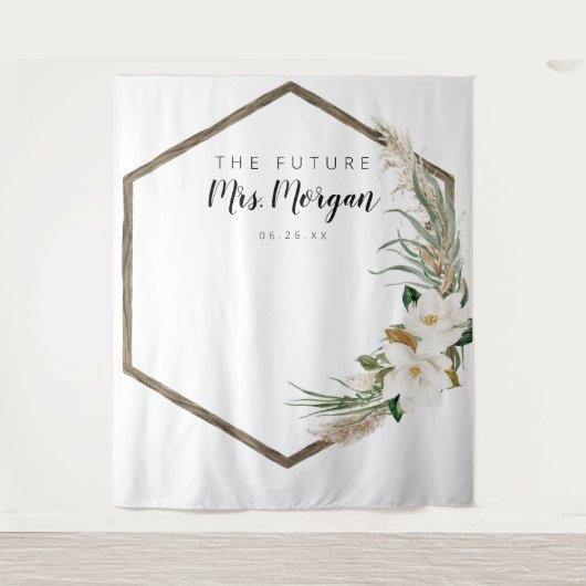 Toekomstige Mrs Bruidsfeest Backdrop Boho Kroon Wandkleed (Voorkant)