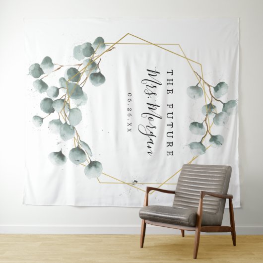 Toekomstige Mrs Bruidsfeest Backdrop Groene Decora Wandkleed (In Situ (horizontaal))