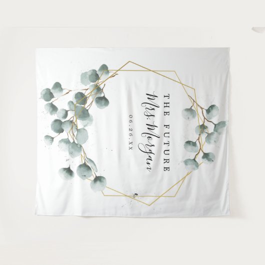 Toekomstige Mrs Bruidsfeest Backdrop Groene Decora Wandkleed (Voorkant (horizontaal))