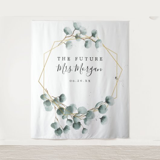 Toekomstige Mrs Bruidsfeest Backdrop Groene Decora Wandkleed (Voorkant)