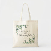 Toekomstige Mrs Bruidsfeest Eucalyptus Script Tote Bag (Voorkant)