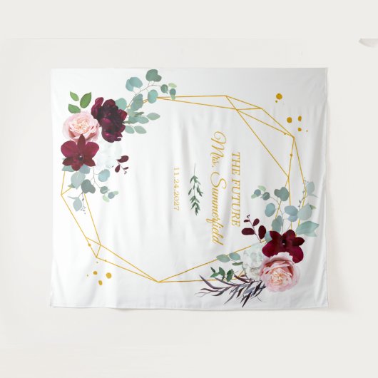 Toekomstige Mrs Bruidsfeest Gouden Achtergrond Fot Wandkleed (Voorkant (horizontaal))