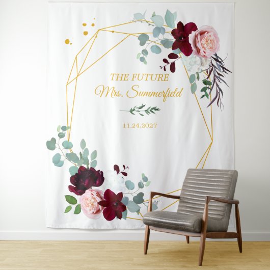 Toekomstige Mrs Bruidsfeest Gouden Achtergrond Fot Wandkleed (In situ)