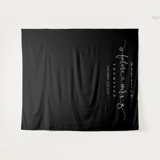 Toekomstige Mrs Bruidsfeest Zwarte Foto Achtergron Wandkleed (Voorkant (horizontaal))