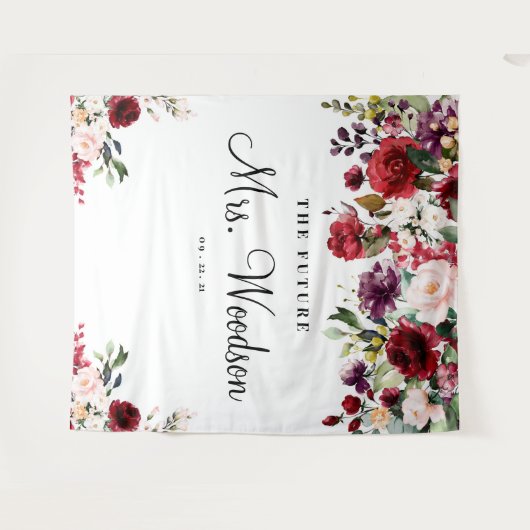 Toekomstige Mrs Bruiloft Backdrop Foto Booth Wandkleed (Voorkant (horizontaal))