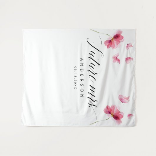 Toekomstige Mrs Butterflies Bloemroze Vrijgezellen Wandkleed (Voorkant (horizontaal))