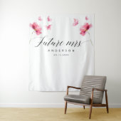 Toekomstige Mrs Butterflies Bloemroze Vrijgezellen Wandkleed (In situ)