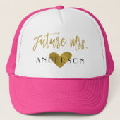 Toekomstige Mrs. Faux Gold Folie en Roze met Hart Trucker Pet (Voorkant)