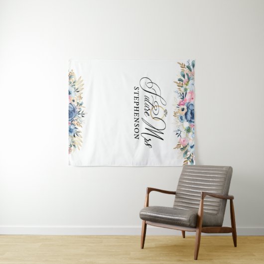 Toekomstige Mrs Floral Bruidsfeest Backdrop Wandkleed (In Situ (horizontaal))