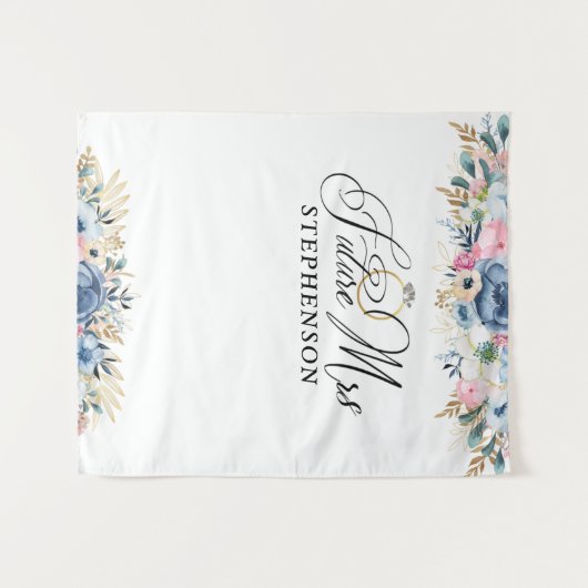 Toekomstige Mrs Floral Bruidsfeest Backdrop Wandkleed (Voorkant (horizontaal))