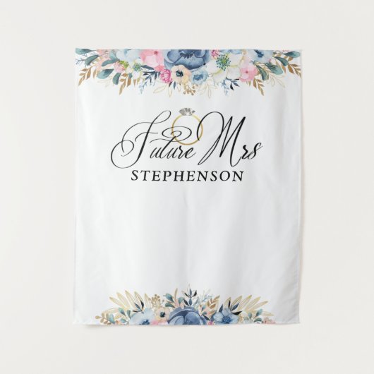 Toekomstige Mrs Floral Bruidsfeest Backdrop Wandkleed (Voorkant)