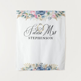 Toekomstige Mrs Florale Bruiloft Achtergrond Wandkleed