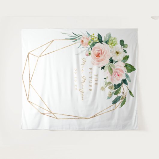 Toekomstige Mrs Gold Bruidsfeest Backdrop Fotohokj Wandkleed (Voorkant (horizontaal))