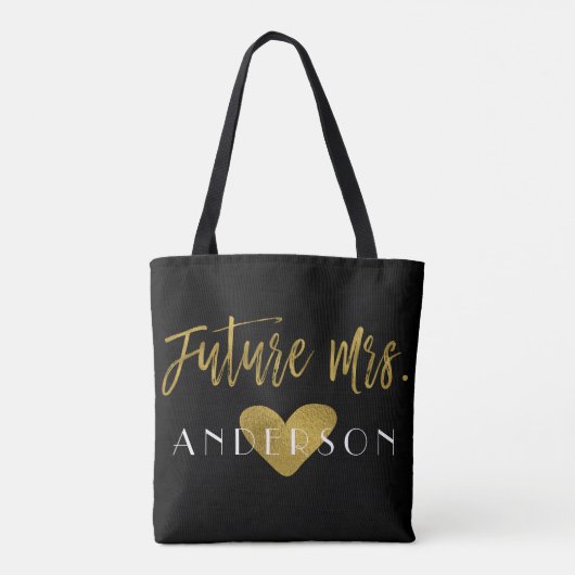 Toekomstige Mrs Gold en Black Wedding Party Bag Tote Bag (Achterkant)
