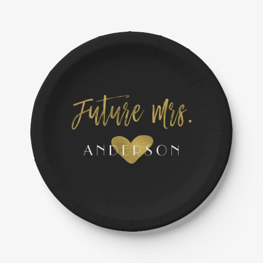 Toekomstige Mrs. Gold Foil Bride Party Borden Papieren Bordje (Voorkant)